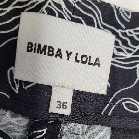 BIMBA Y LOLA black and white faces quirky monochrome cropped pants 36/S - Picture 4 of 11
